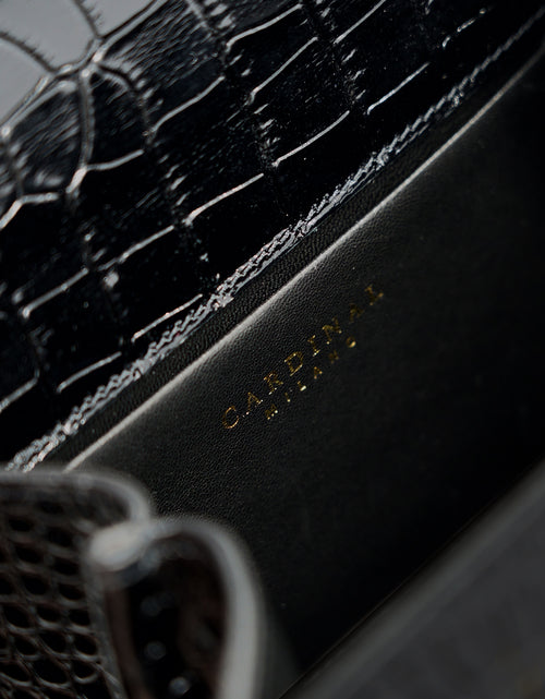 Load image into Gallery viewer, Tiffany Black croc embossed leather handbag
