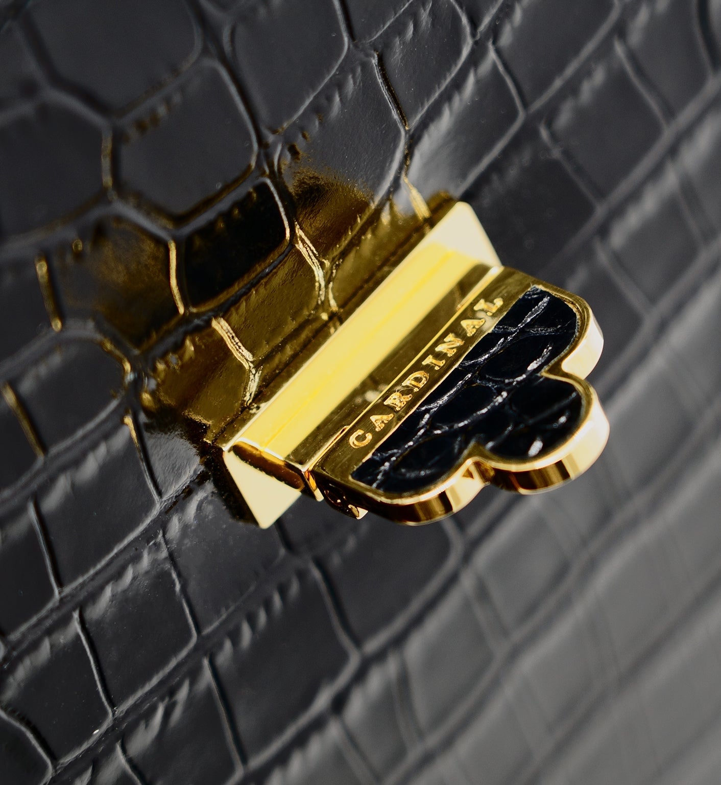 Tiffany Black croc embossed leather handbag