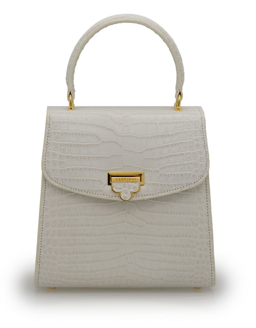 Load image into Gallery viewer, Tiffany Ivory croc embossed leather handbag
