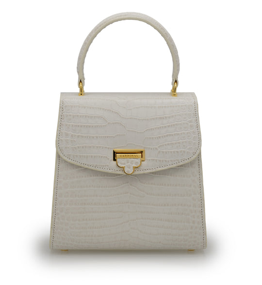 Tiffany Ivory croc embossed leather handbag