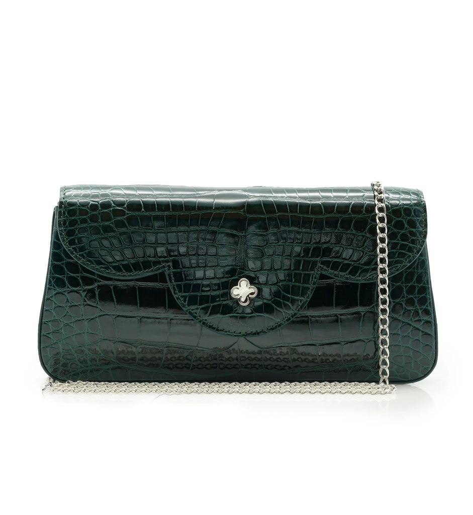 Time 21 Dark Green Crocodile leather clutch