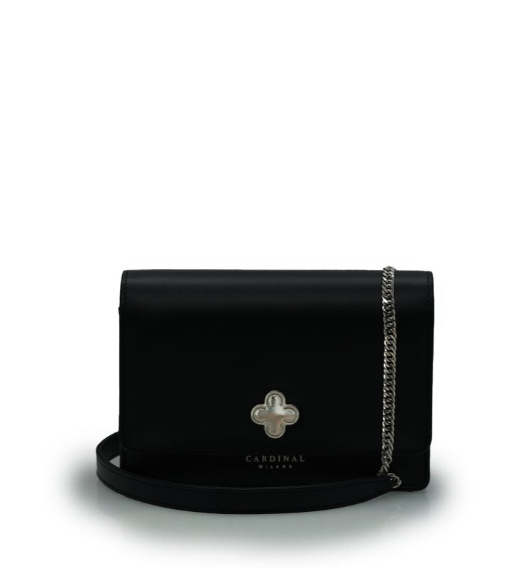 Time 21 Black plain leather bag silver accessories MTO