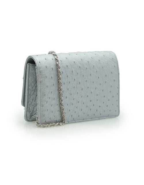 Load image into Gallery viewer, Time 21 Silver Ostrich leather chain bag
