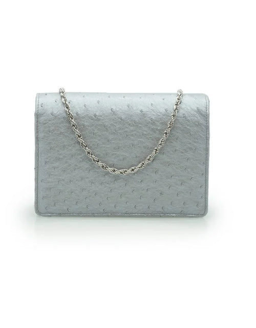 Load image into Gallery viewer, Time 21 Silver Ostrich leather chain bag
