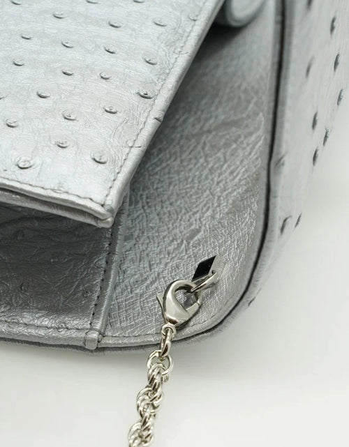 Load image into Gallery viewer, Time 21 Silver Ostrich leather chain bag

