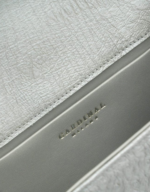 Load image into Gallery viewer, Time 21 Silver Ostrich leather chain bag

