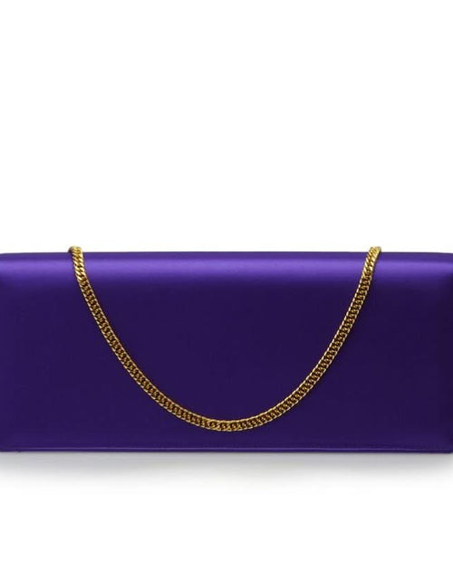 تحميل الصورة إلى عارض المعرض، حقيبة كلاتش تايم 22 من الساتان الأرجواني مرصعة بالجواهر
