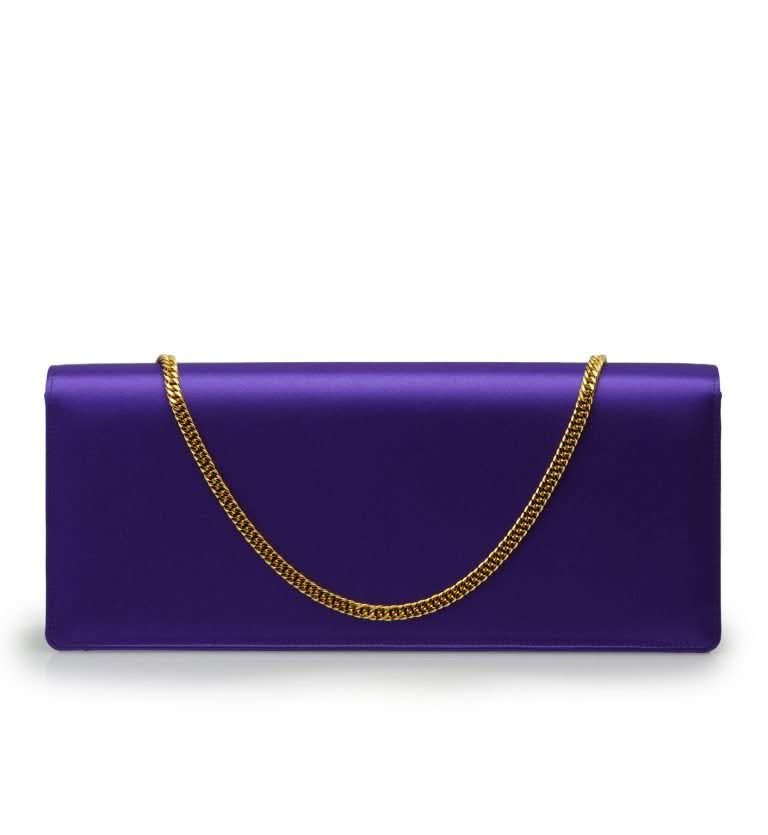 حقيبة كلاتش تايم 22 من الساتان الأرجواني مرصعة بالجواهر