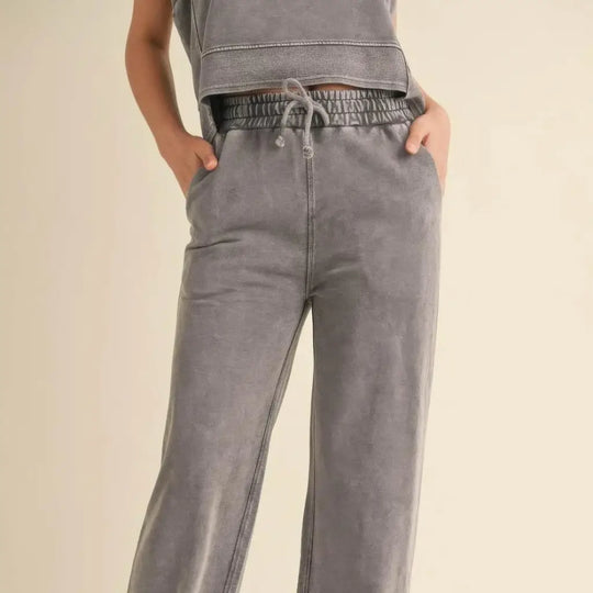 Ivorynn Women's French Terry Mineral Wash Jogger Pants