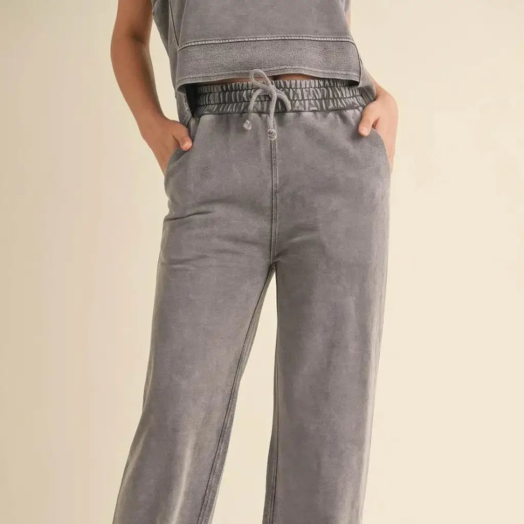 Evorin Women's French Terry Mineral Wash Jogger Pants