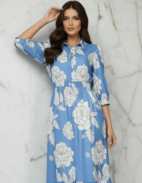 Load image into Gallery viewer, Ivorynn Women's Sky Blue Floral Dress
