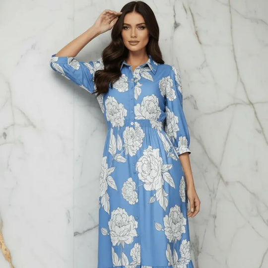Ivorynn Women's Sky Blue Floral Dress