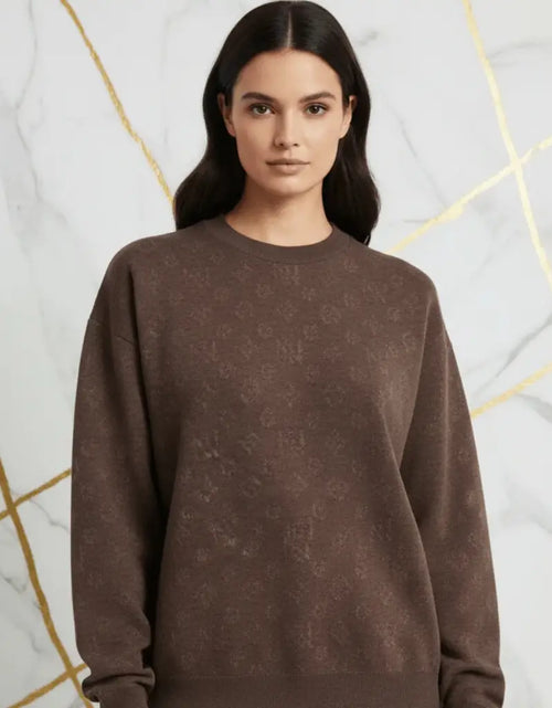 Load image into Gallery viewer, Ivorynn Dark Brown Textured Knit Sweater – Relaxed Fit Crewneck Pullover
