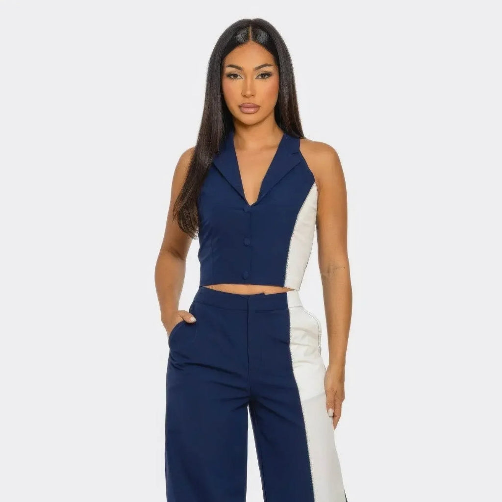 Evorin Women's Dark Blue Two-Piece Set