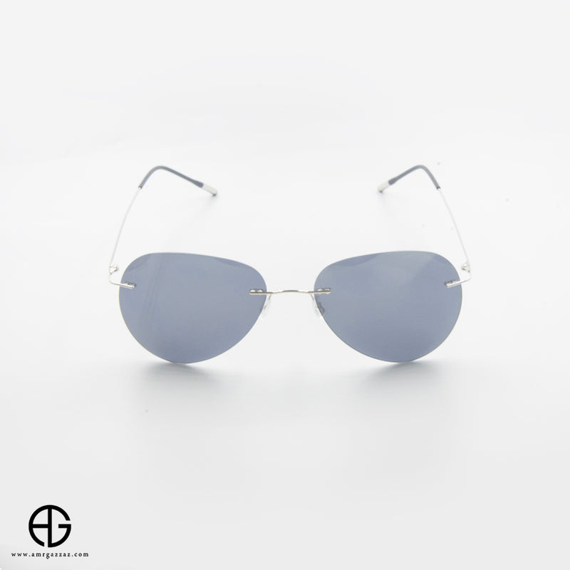 Rimless Teardrop Sunglasses – Silver Frame Edition