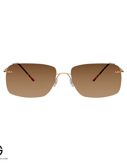Load image into Gallery viewer, Rectangular Rimless Square Sunglasses – Gold/Brown
