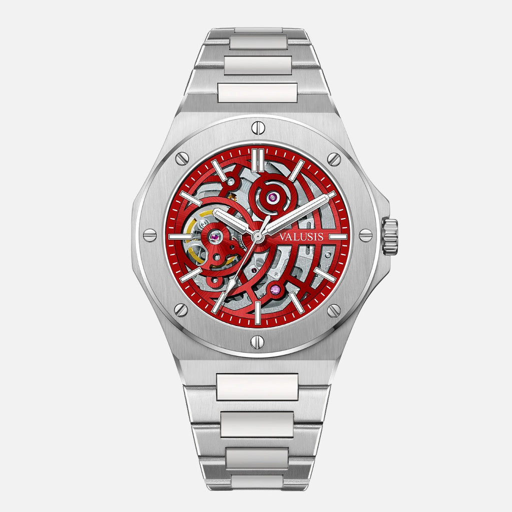 VALUSIS Lysium Red Skeleton â€“ Skeleton Dial Automatic Watch