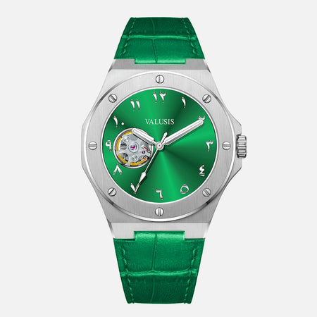 VALUSIS Lysium Green Open-Heart â€“ Open-Heart Dial Automatic Watch