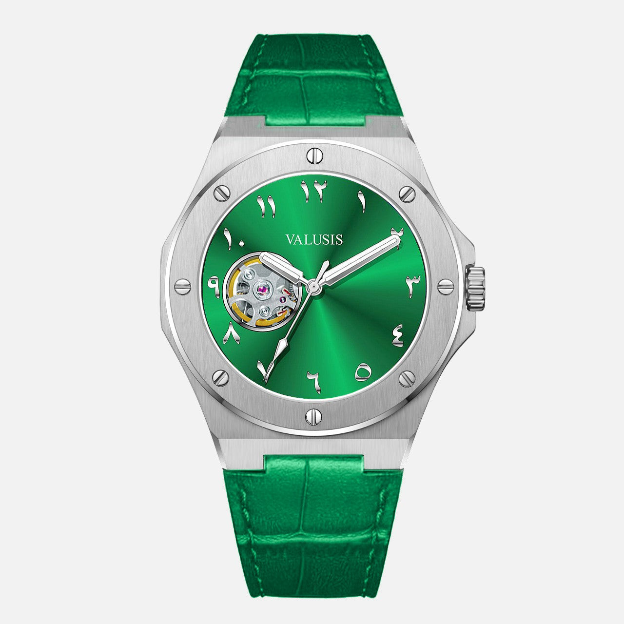 VALUSIS Lysium Green Open-Heart â€“ Open-Heart Dial Automatic Watch