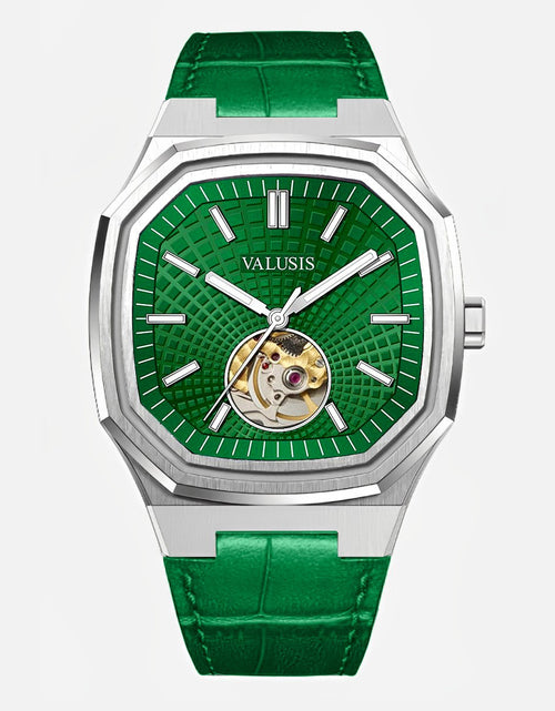 تحميل الصورة إلى عارض المعرض، VALUSIS Volt Green Open-Heart â€“ Open-Heart Dial Automatic Watch
