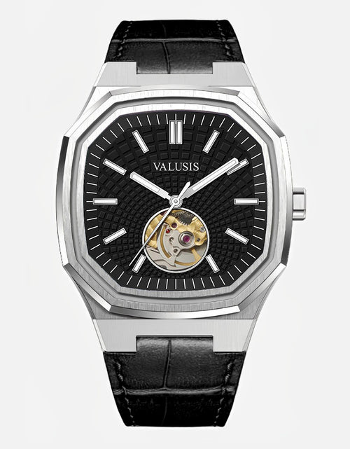 تحميل الصورة إلى عارض المعرض، VALUSIS Volt Open-Heart â€“ Black Automatic Open-Heart Watch
