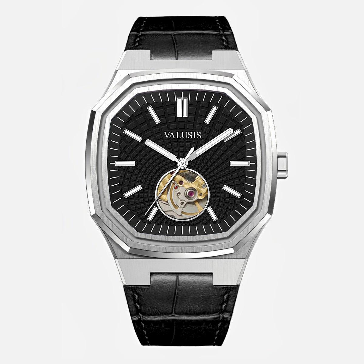 VALUSIS Volt Open-Heart â€“ Black Automatic Open-Heart Watch