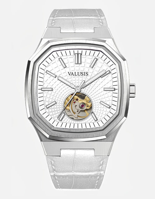 تحميل الصورة إلى عارض المعرض، VALUSIS Volt White Open-Heart â€“ Open-Heart Dial Automatic Watch
