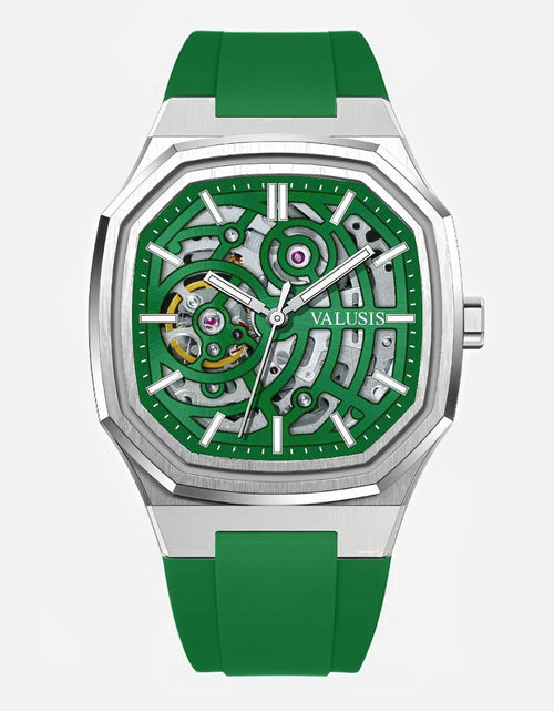 تحميل الصورة إلى عارض المعرض، VALUSIS Volt Green Skeleton â€“ Skeleton Dial Automatic Watch
