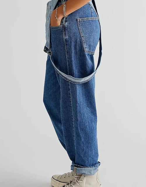 Load image into Gallery viewer, Evorin Women's Square Neck Wide Strap Denim Jumpsuit
