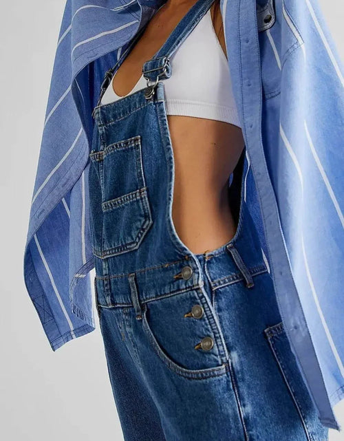 Load image into Gallery viewer, Evorin Women's Square Neck Wide Strap Denim Jumpsuit
