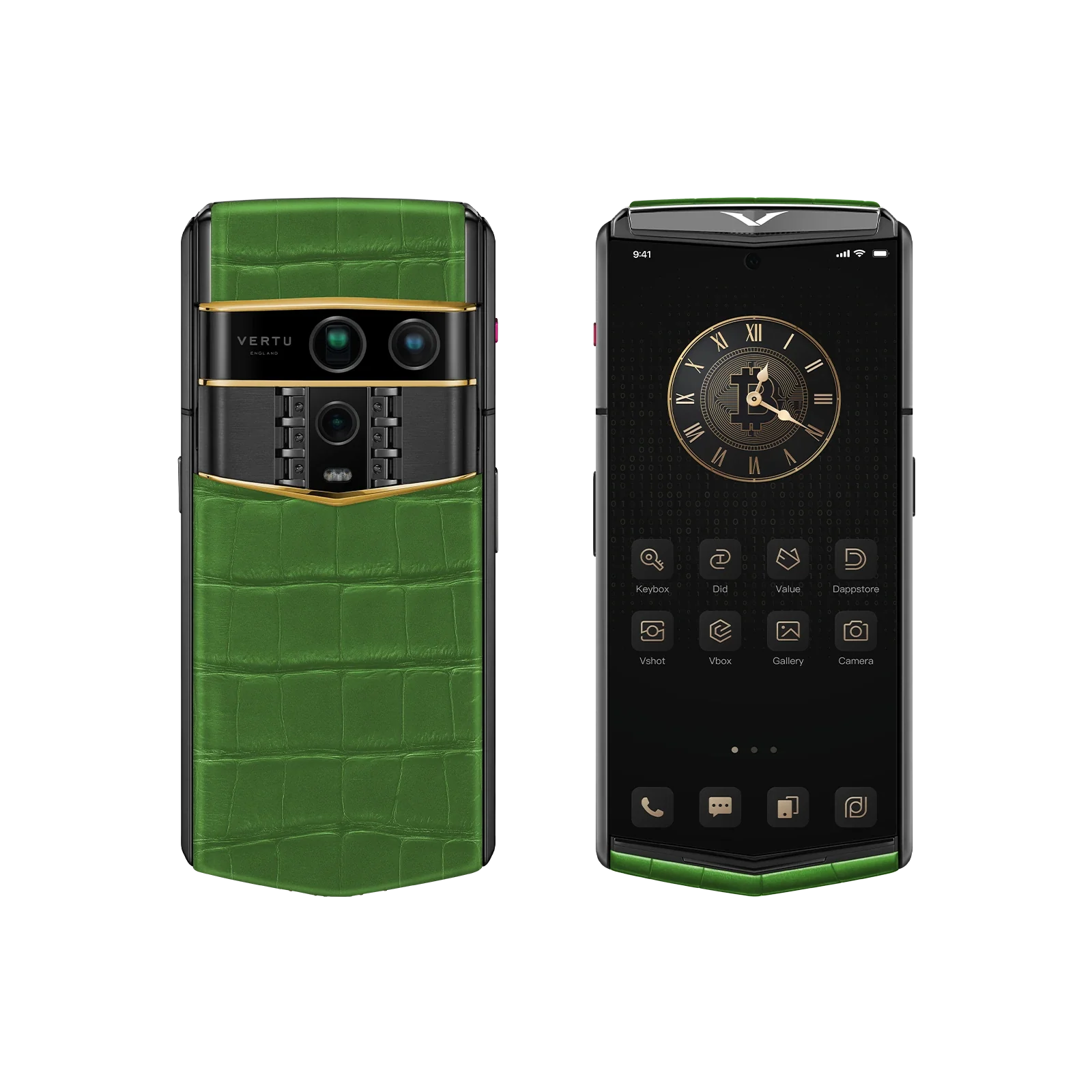 هاتف METAVERTU 2 CALFSKIN WEB3 AI - برتقالي فجر (غطاء فضي)
