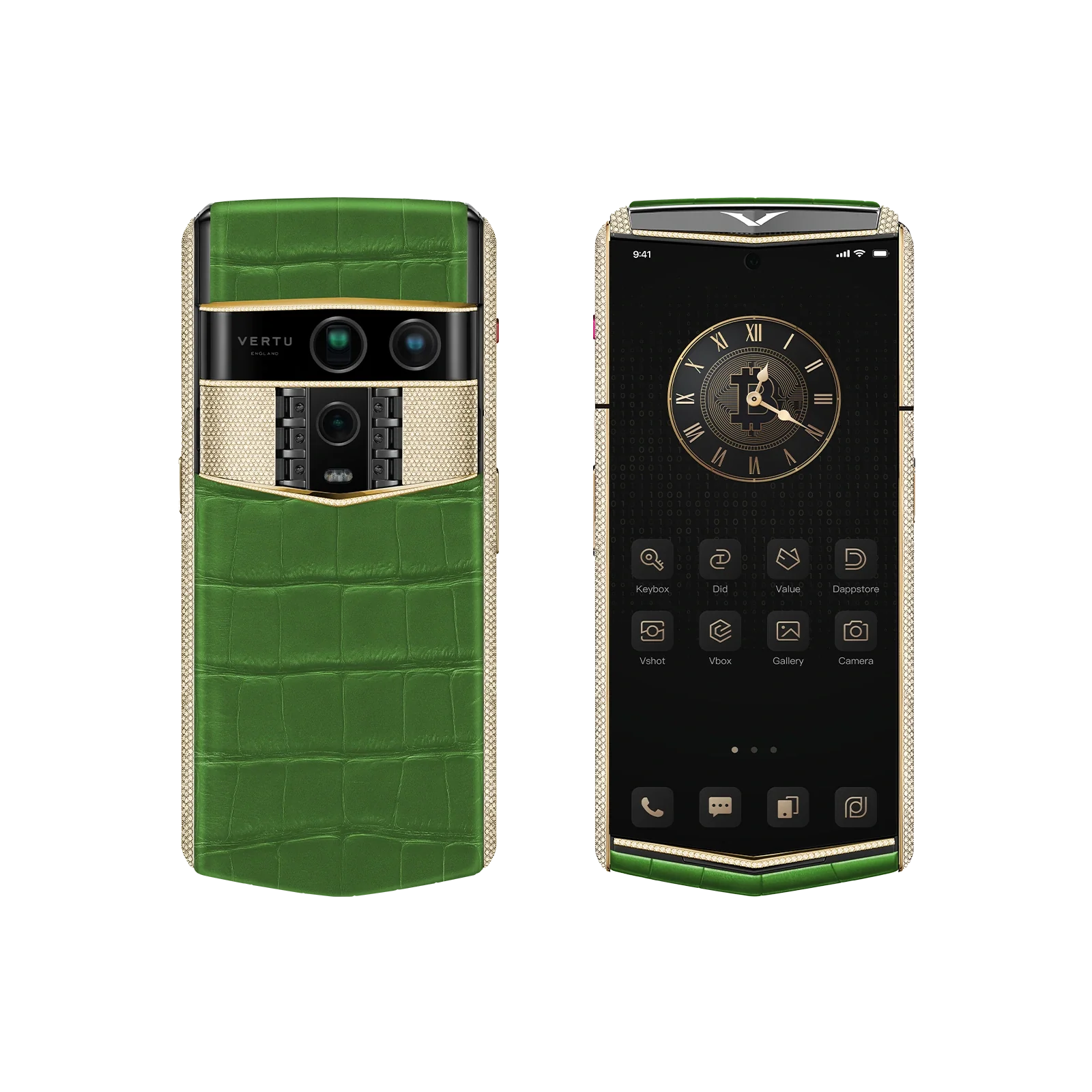 هاتف METAVERTU 2 CALFSKIN WEB3 AI - برتقالي فجر (غطاء فضي)