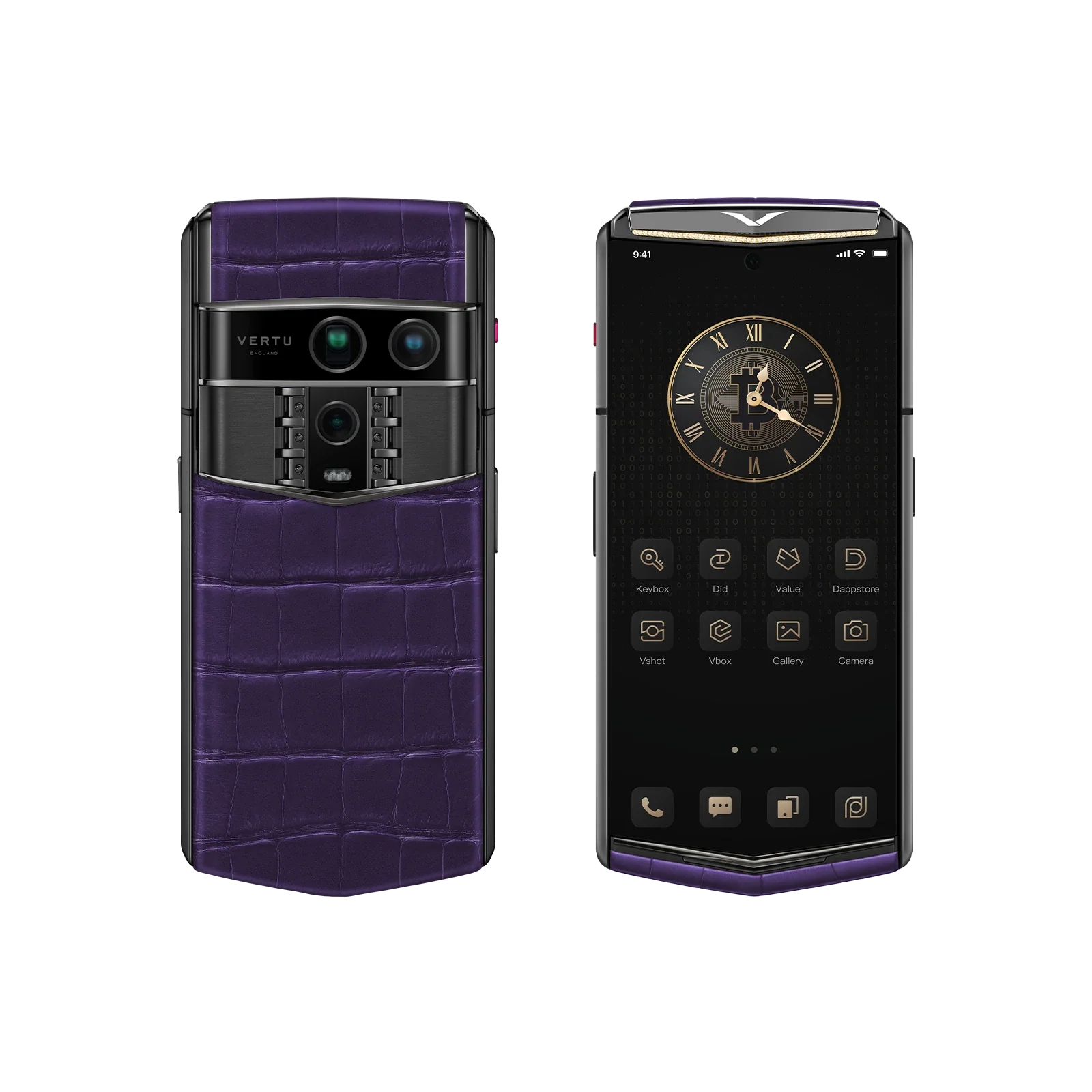 هاتف METAVERTU 2 CALFSKIN WEB3 AI - برتقالي فجر (غطاء فضي)