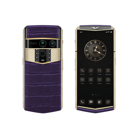 هاتف METAVERTU 2 CALFSKIN WEB3 AI - برتقالي فجر (غطاء فضي)