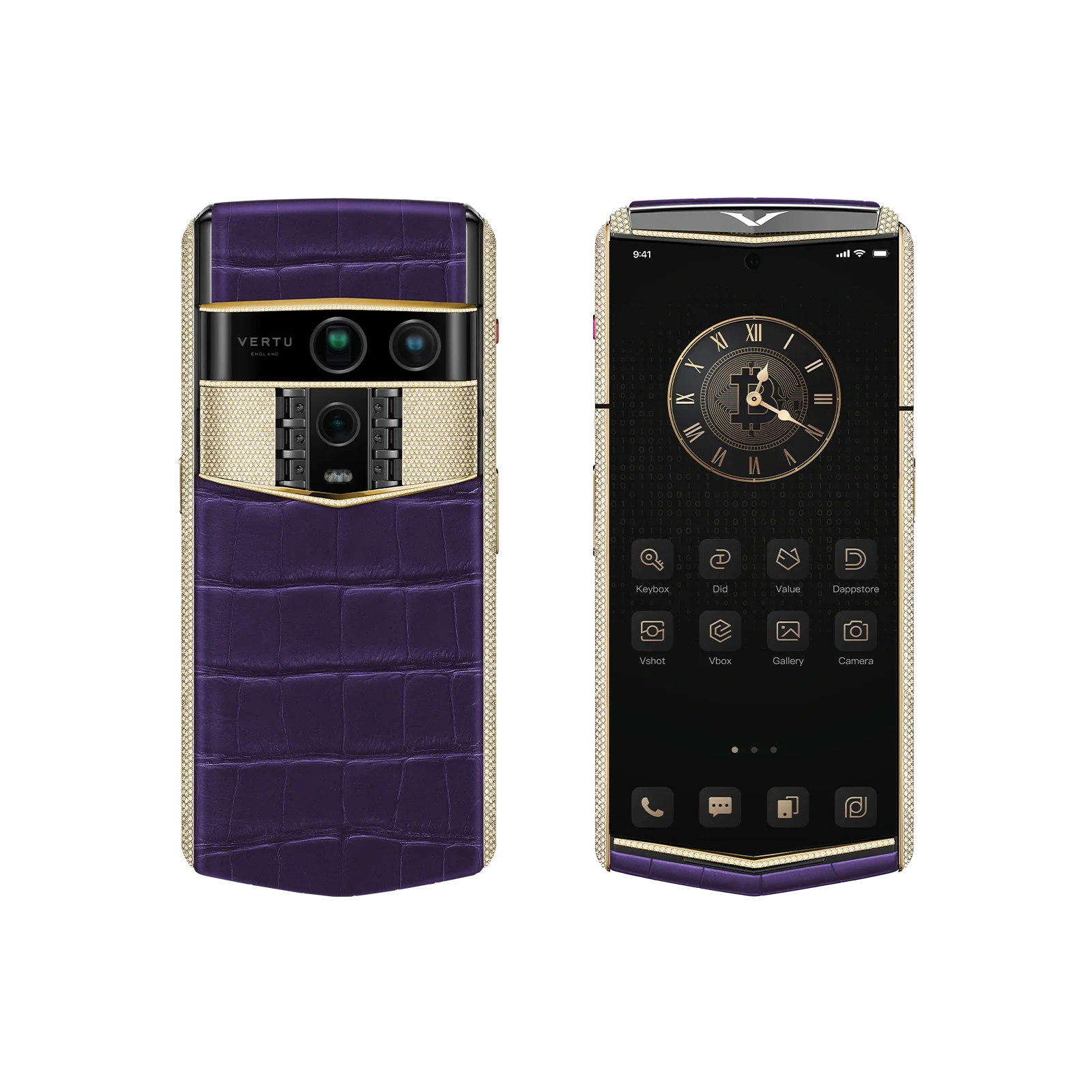 هاتف METAVERTU 2 CALFSKIN WEB3 AI - برتقالي فجر (غطاء فضي)