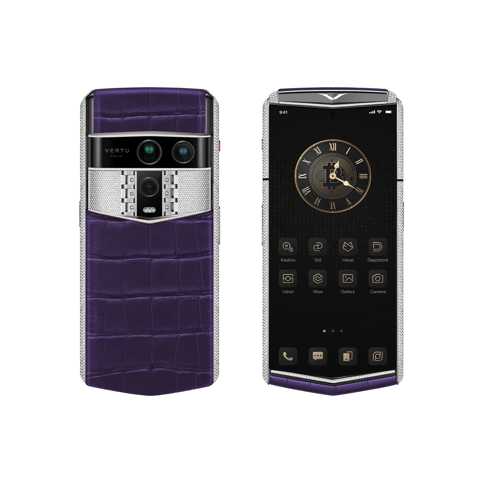 هاتف METAVERTU 2 CALFSKIN WEB3 AI - برتقالي فجر (غطاء فضي)