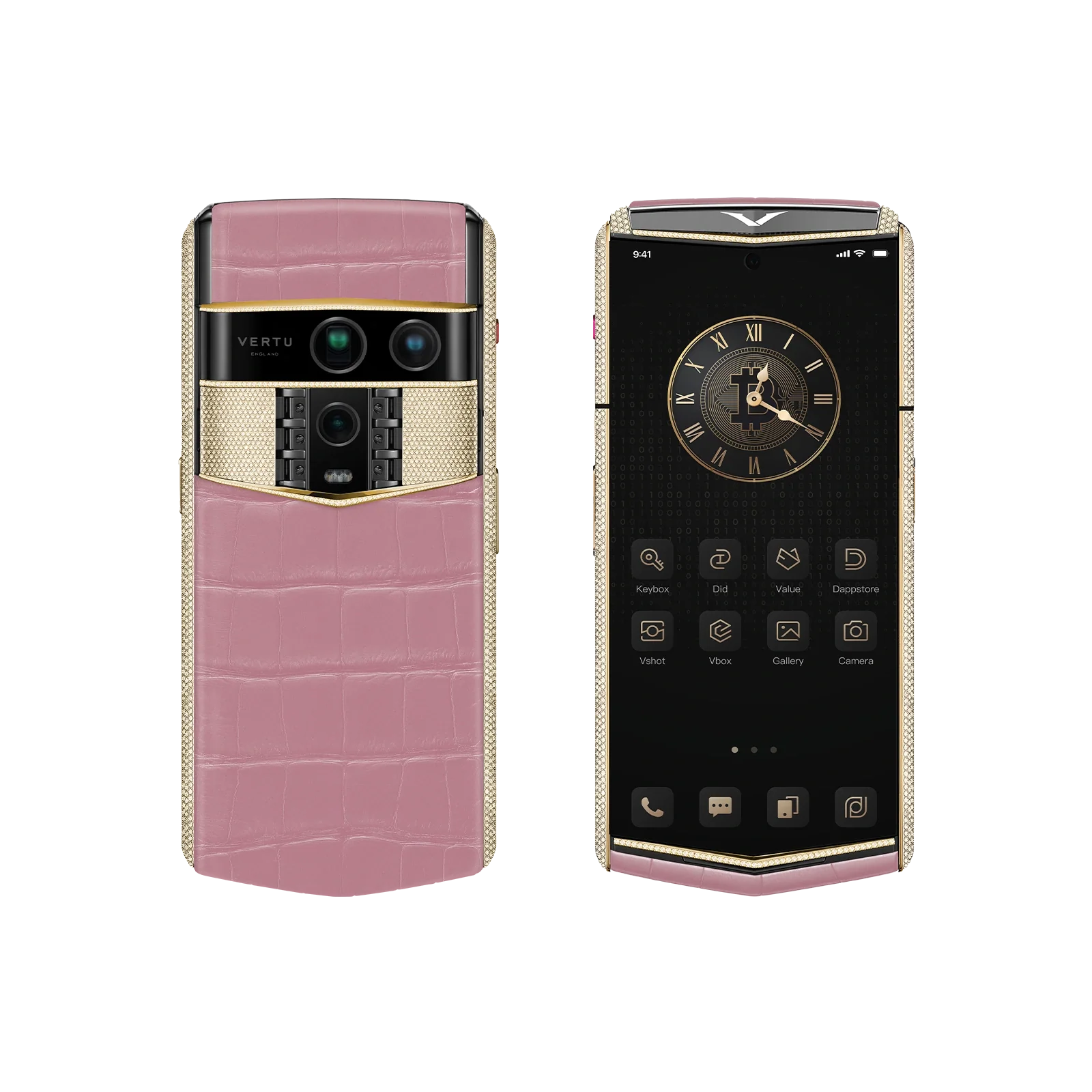 Agent Q Bespoke Alligator Skin Sakura Pink Gold & Full Diamond