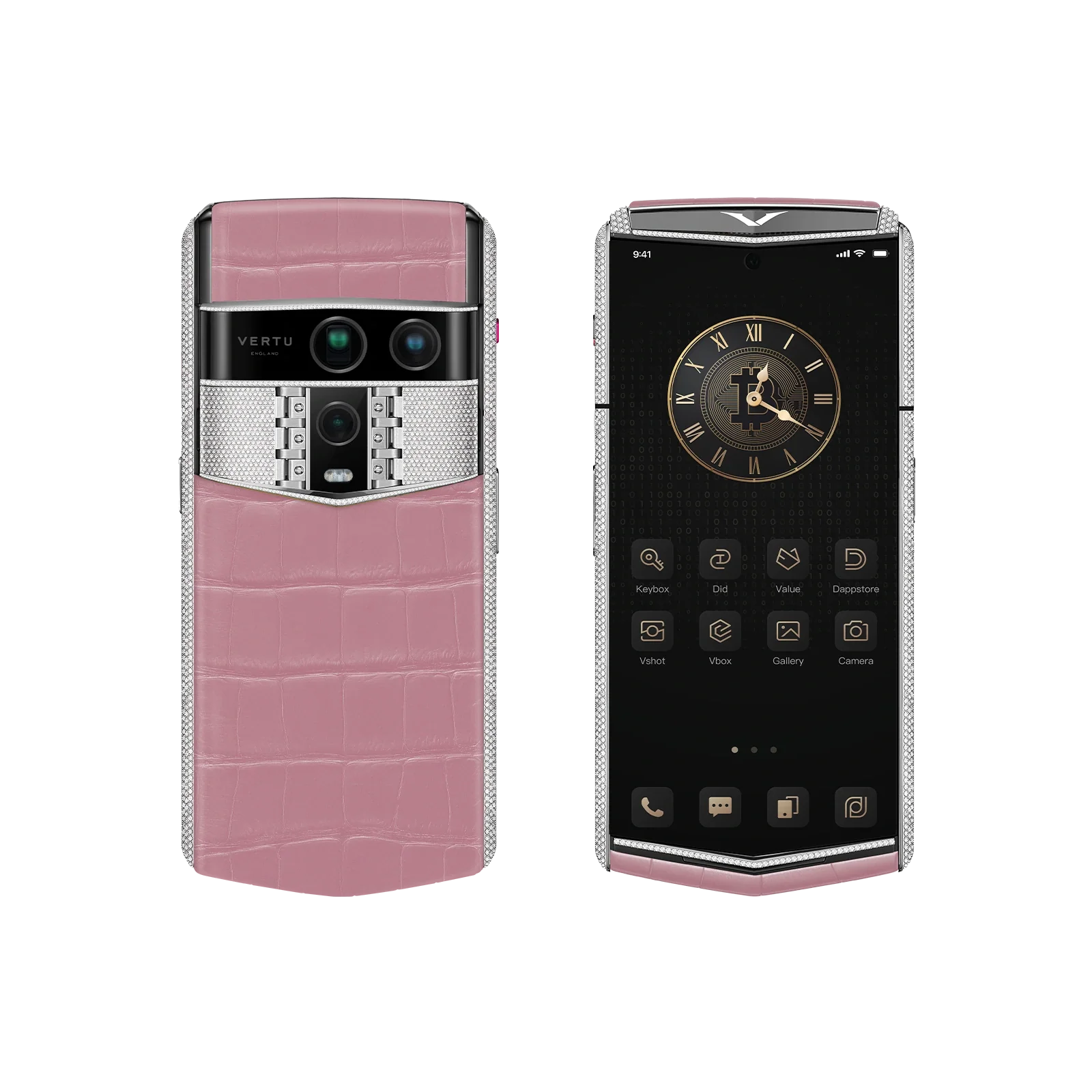 Agent Q Bespoke Alligator Skin Sakura Pink White Gold & Full Diamond