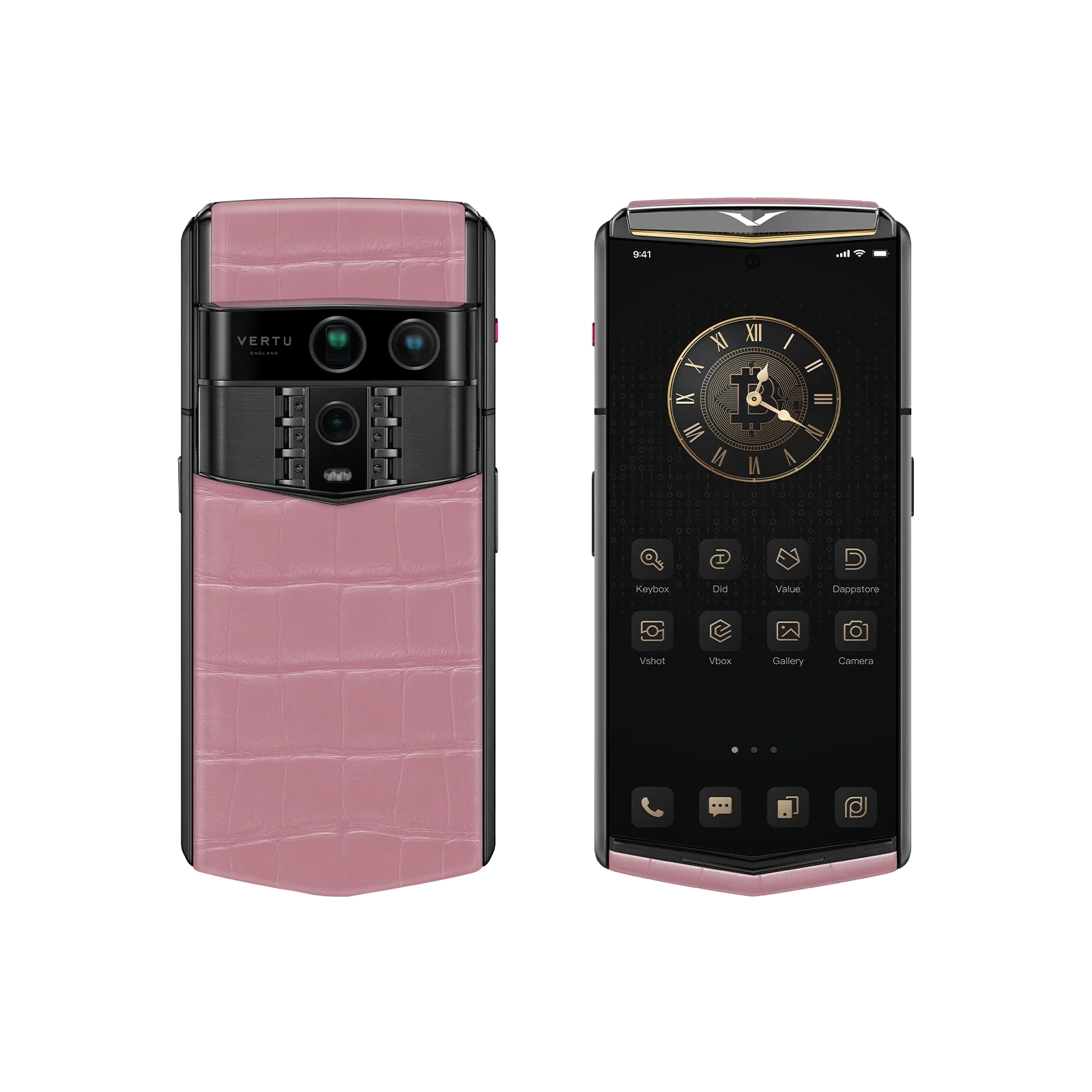 هاتف METAVERTU 2 CALFSKIN WEB3 AI - برتقالي فجر (غطاء فضي)