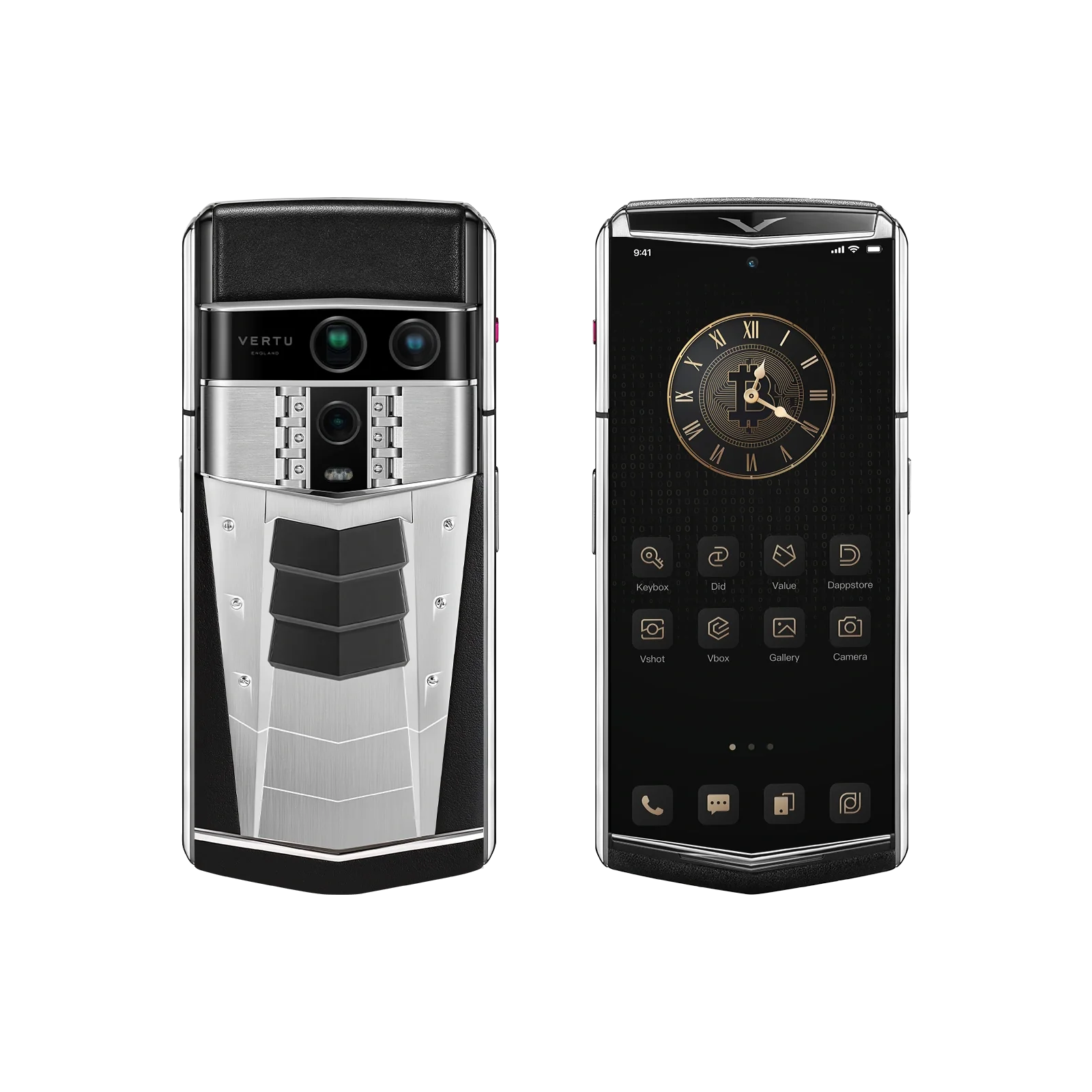 هاتف METAVERTU 2 CALFSKIN WEB3 AI - برتقالي فجر (غطاء فضي)