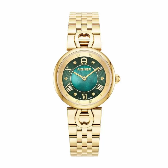 Aigner DOLCE watch for women stainless steel gold , Green