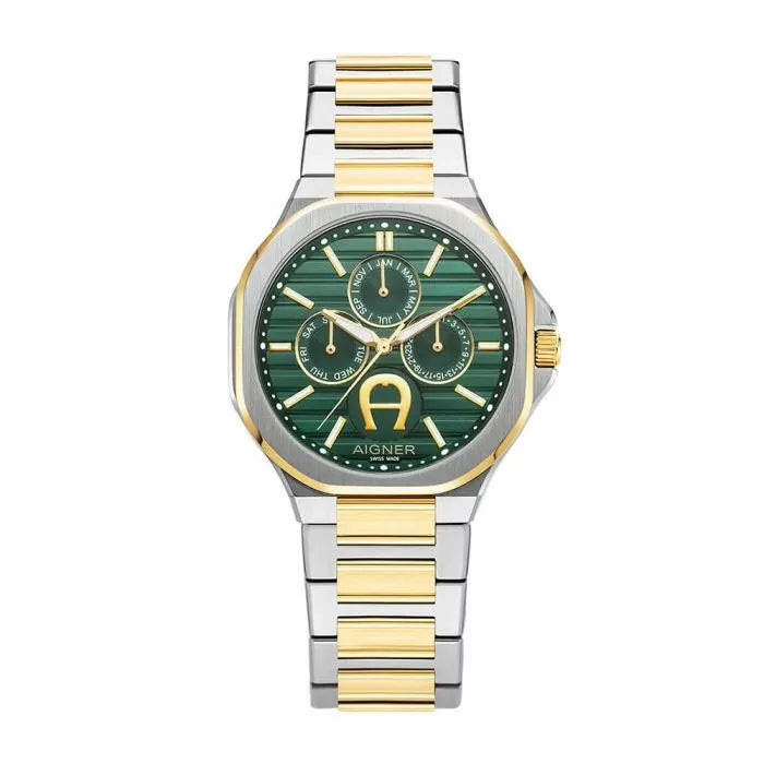 Aigner FERMO watch for men stainless steel gold , Green