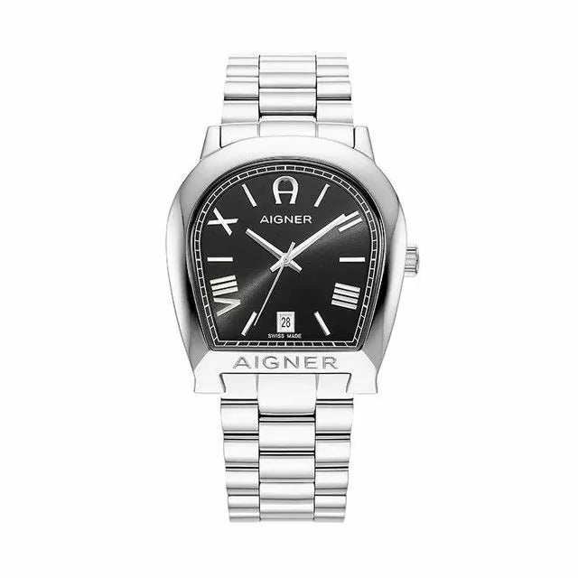 Aigner TERAMO watch for men steel silver , Black