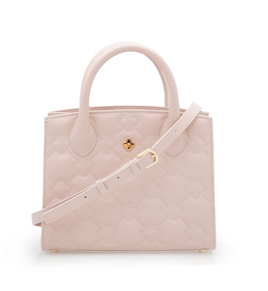 Powder quilted leather small tote bag