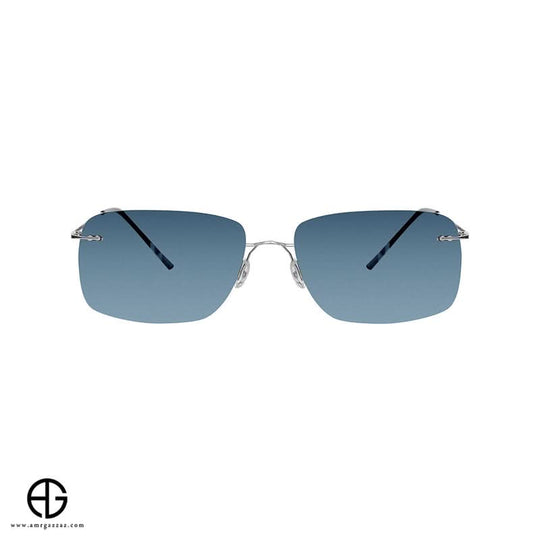 Rectangular Rimless Sunglasses – Silver Blue Edition for men