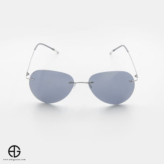Rimless Teardrop Sunglasses – Titanium Gray Edition for men
