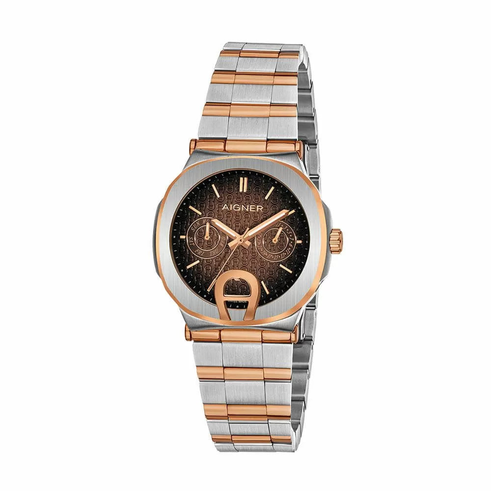 Aigner Taviano women watch stainless steel rose gold , Brown