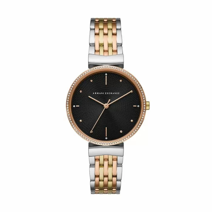 Armani Exchange Ladies Watch Steel Rose Gold , Black