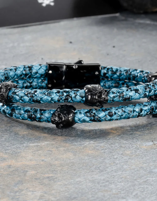 Load image into Gallery viewer, Aztec Blue - Double Leather Bracelet

