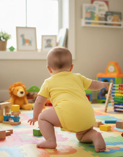 Load image into Gallery viewer, IVORYNN Baby Yellow Short Sleeve Sheep Embroidered Bodysuit
